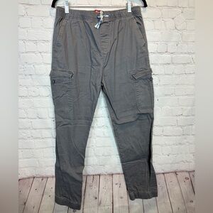 Plugg gray Y2K Cargo Women Junior pull on pants, sz XL